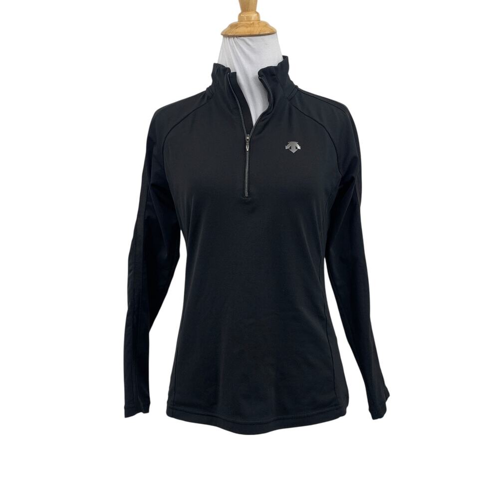 Descente Shirt Women 4 Black Long Sleeve 1/4 Zip Quick Dry Performance Baselayer